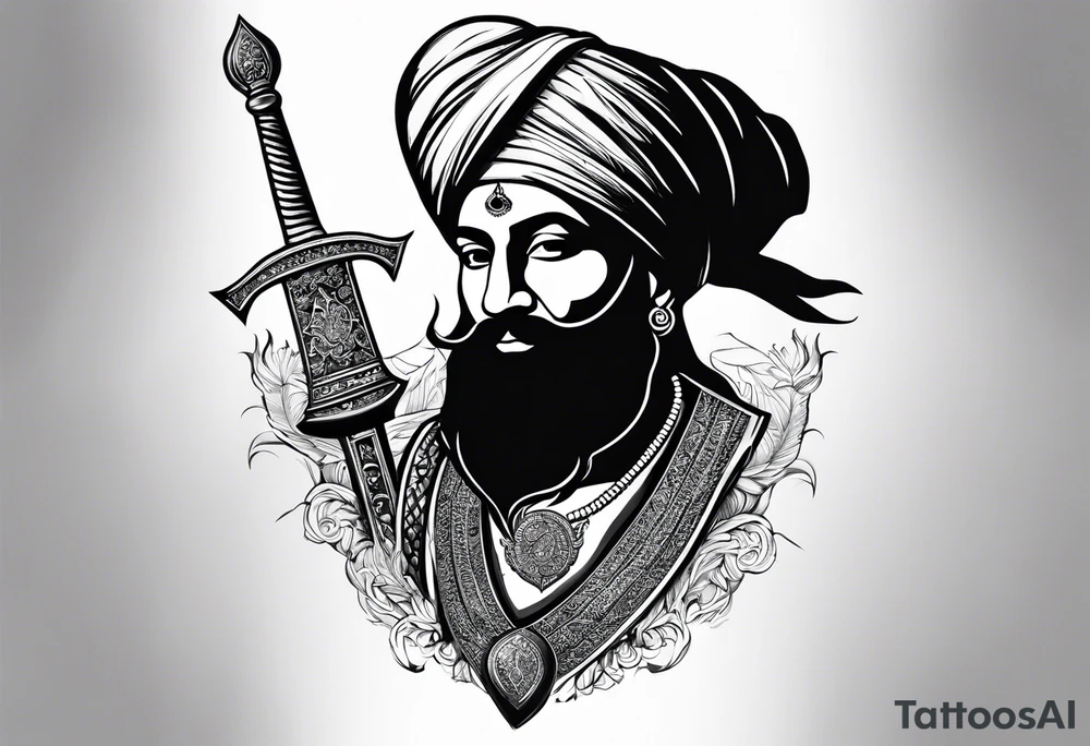 punjab map tattoo design with sword tattoo idea