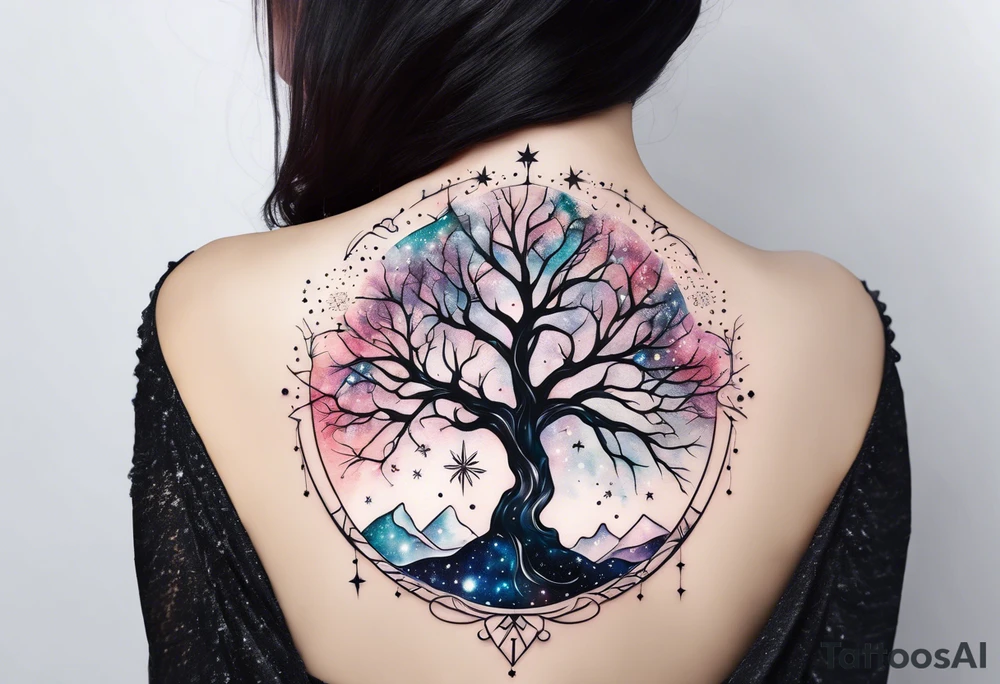 Constellation, tree , snowflake tattoo idea