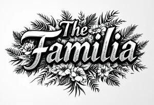 The Familia, with jungle leaves, roses,machete,palm trees tattoo idea