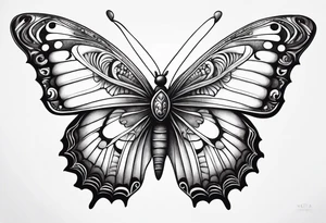 Detailed butterfly masculine tattoo idea