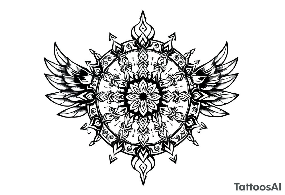 spiritual feathers ornamental mandala indian shaman rune tattoo idea