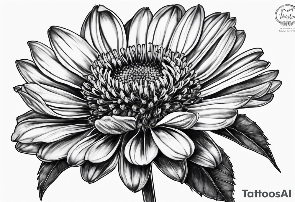 Indian blanket flower with the name Valor in the stem tattoo idea