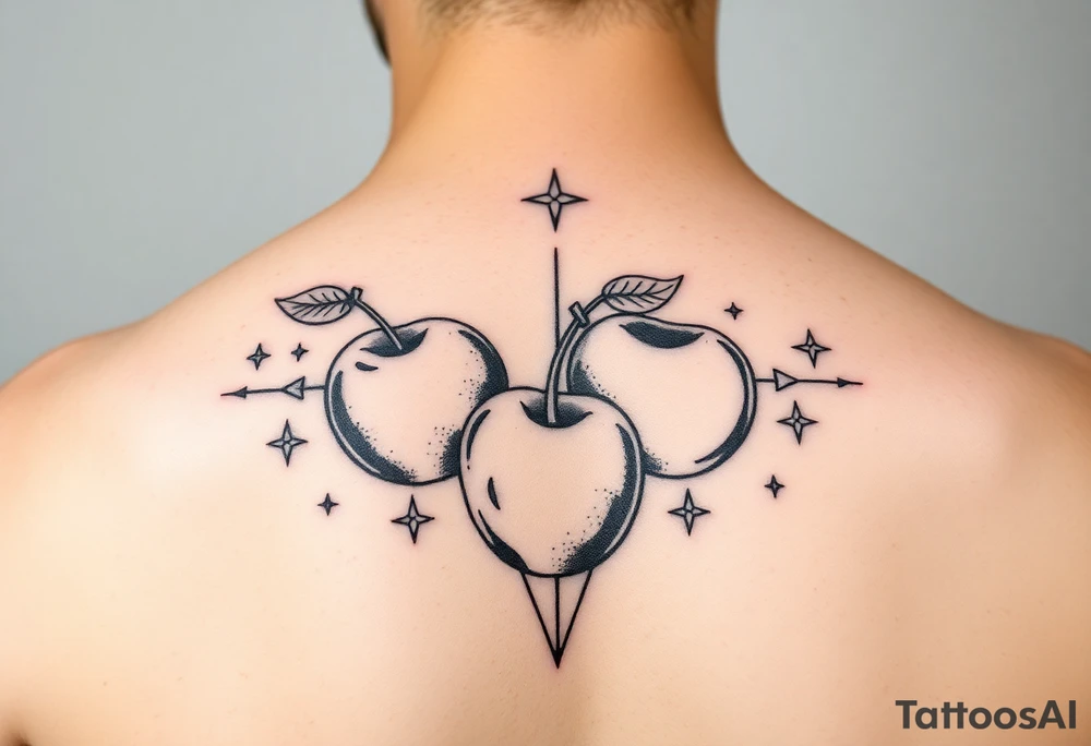 fruits space apples stars tattoo idea