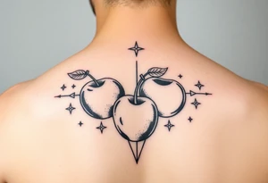fruits space apples stars tattoo idea