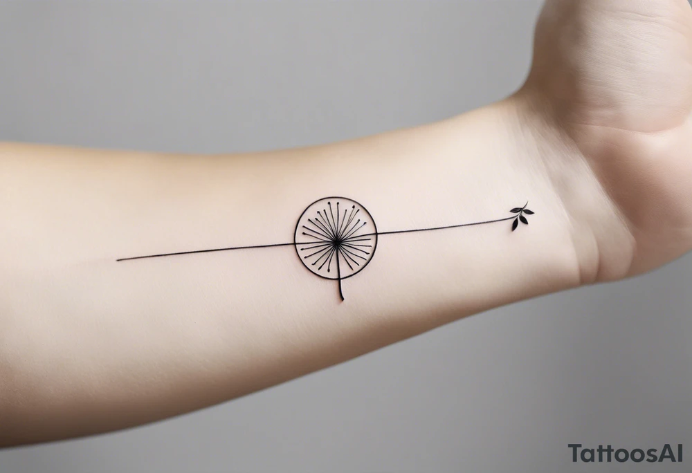 Here’s a description for the fourth idea:

	Minimalist black-and-white tattoo above the inner elbow, featuring an open circle with a small sprouting seed or budding plant inside, symbolizing new life and growth. From the seed, a fine, delicate lifeline extends outward, representing the journey of parent and child together. The design uses thin, clean lines for a simple, elegant, and symbolic look. tattoo idea