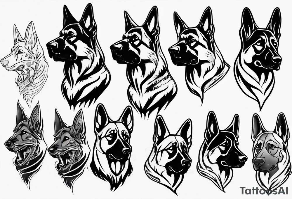 Side profile scary German shepherd tattoo idea Side profile scary German shepherd tattoo idea