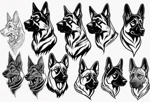 Side profile scary German shepherd tattoo idea