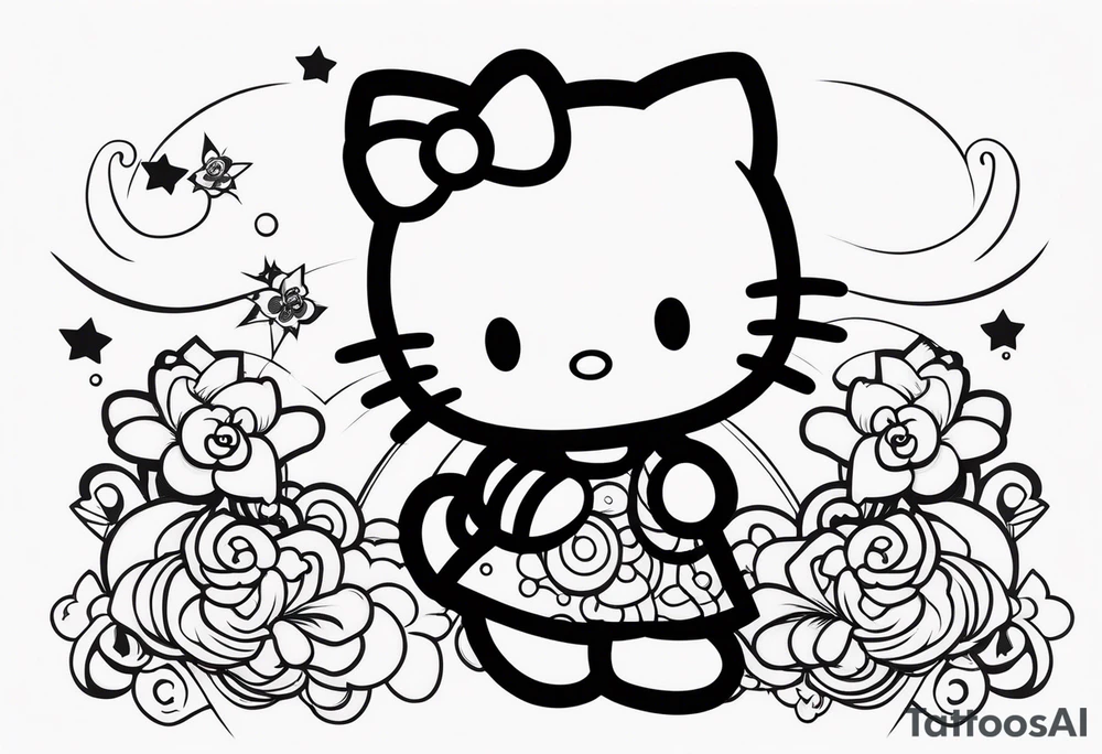 hello kitty with mickey mouse tattoo idea