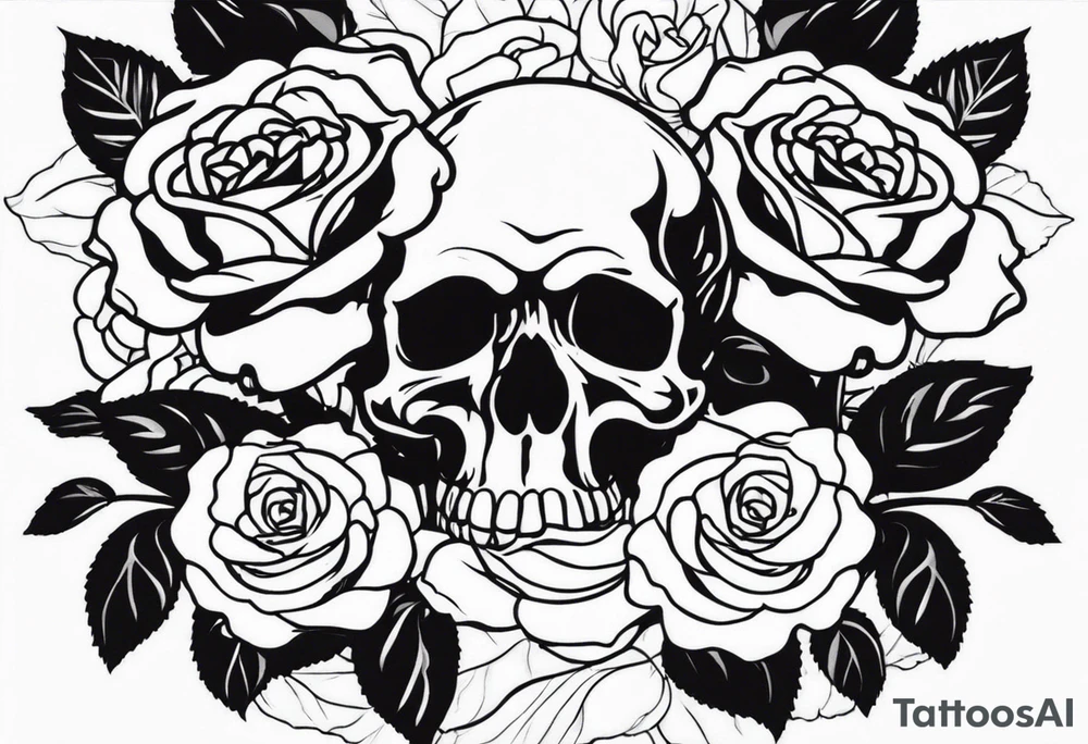 I want free skulls upright melting into each other in the background being roses tattoo idea