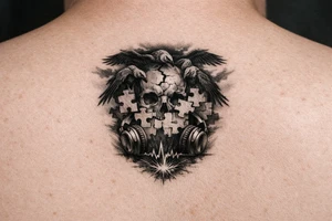 Dark thoughts move like voltures, music helps put my puzzle of life back together before the pressure in my bloodstream explodes tattoo idea