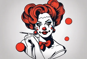 pin up style clown woman tattoo idea