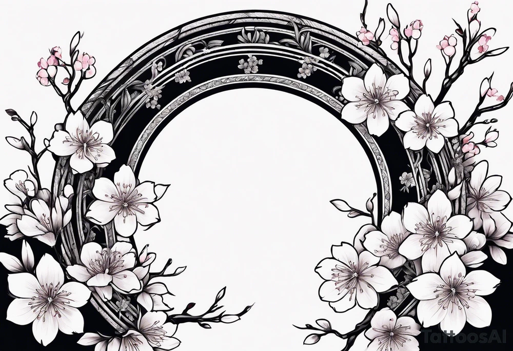 Wreath of cherry blossoms tattoo idea