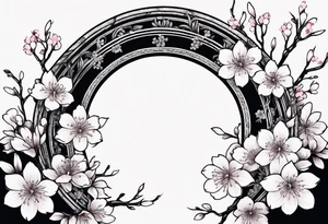 Wreath of cherry blossoms tattoo idea