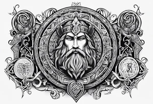 gods of Scandinavian mythology and runes tattoo idea