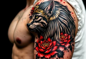 egyptian animal and lotus (make red and black) tattoo idea