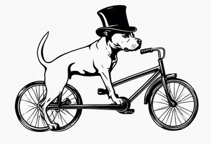 Pittbull wearing a tophat riding a tricycle wearing glasses tattoo idea