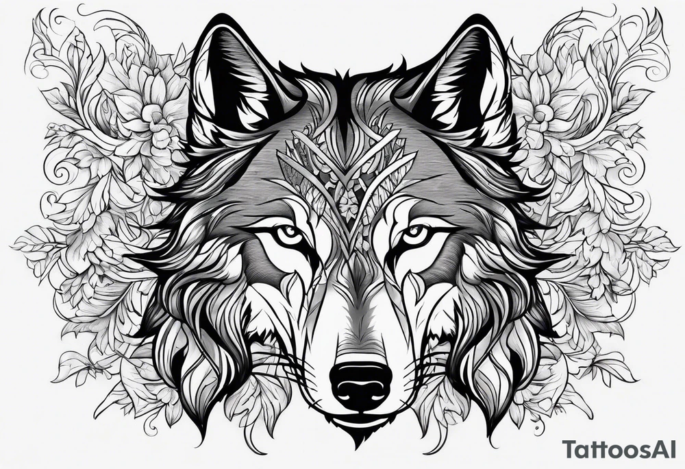 Wolf face tattoo idea