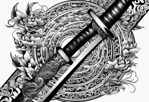 Katana in vortex of fire tattoo idea