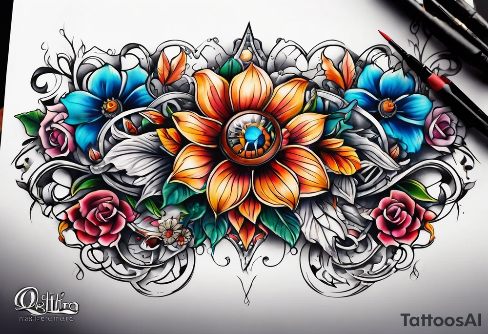 Flower chest piece tattoo idea