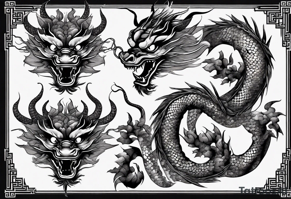 Chinese dragon with scales tattoo idea