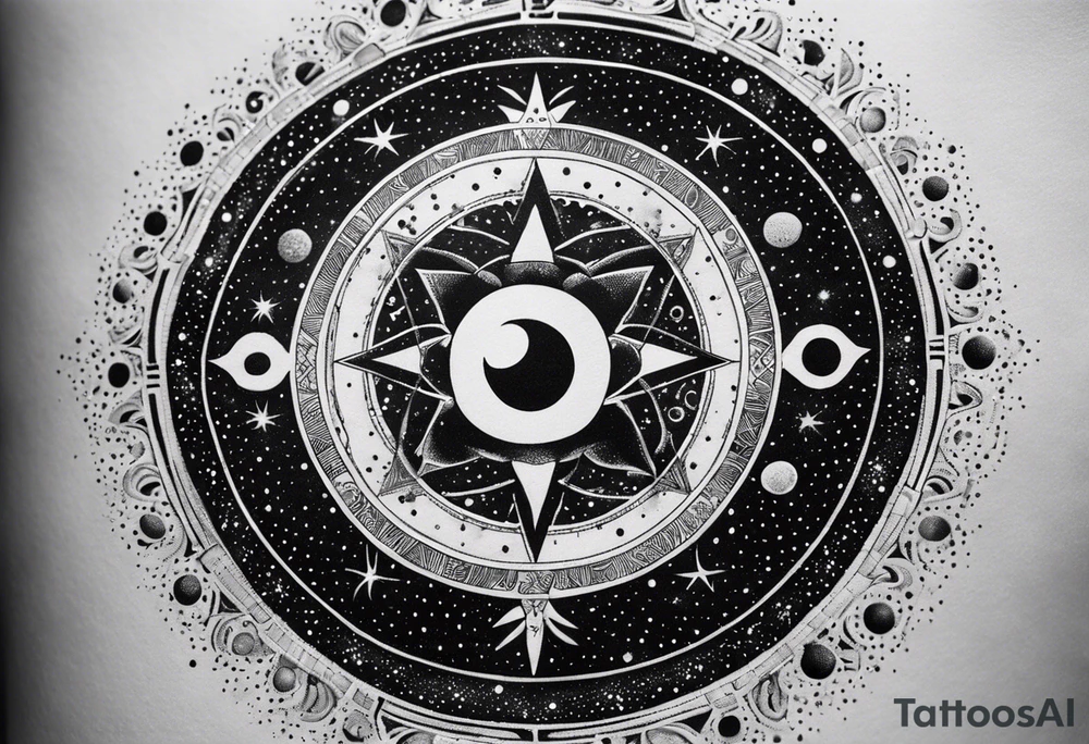 Astrology, Cancer & Aquarius, Natal Chart, angelic, vision, yin yang, the moon, the sun, Uranus, Pluto, spiritual third eye, mystical armband tattoo idea