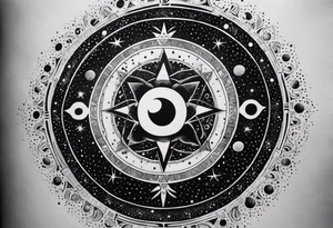 Astrology, Cancer & Aquarius, Natal Chart, angelic, vision, yin yang, the moon, the sun, Uranus, Pluto, spiritual third eye, mystical armband tattoo idea