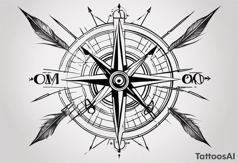 compass with arrow going through it tattoo idea