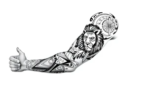 Tribal Sicilian sleeve with patterns
And symbols with a lion tattoo idea