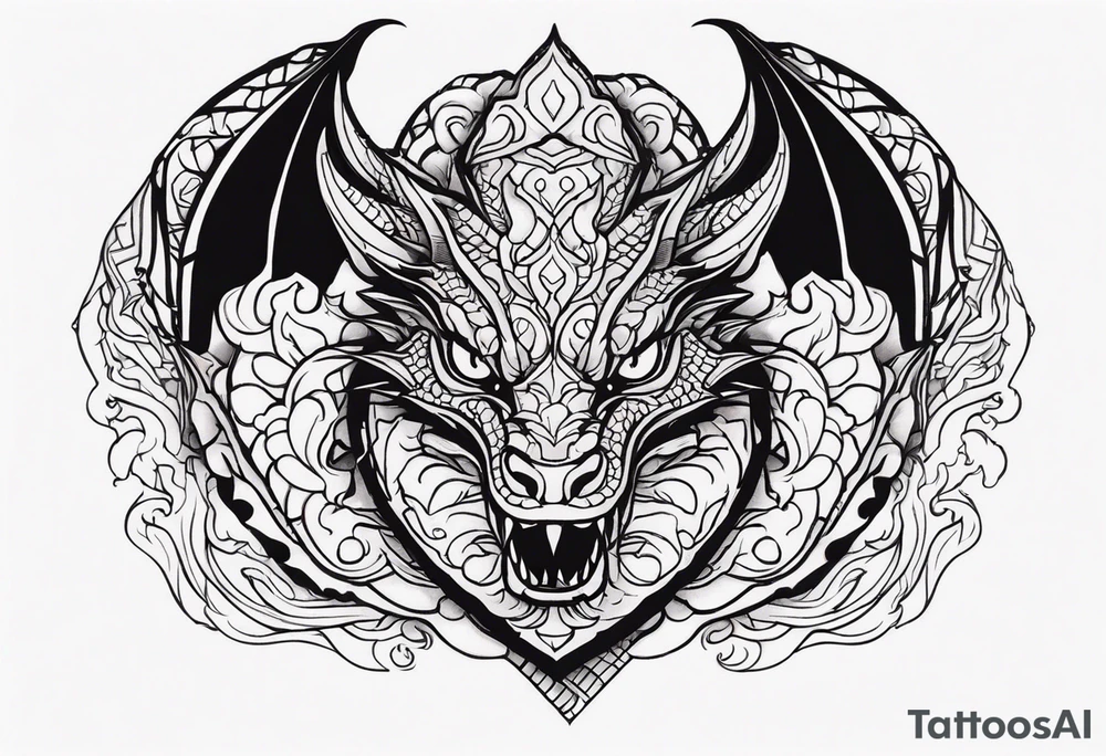 Dragon head facing front tattoo idea
