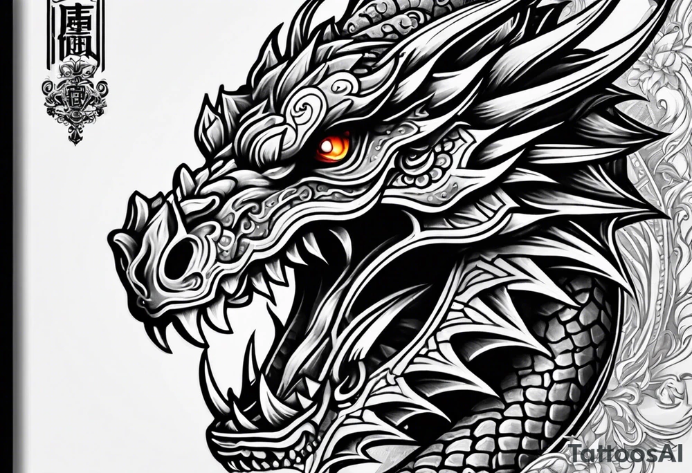 Dragon skull mexican tattoo idea
