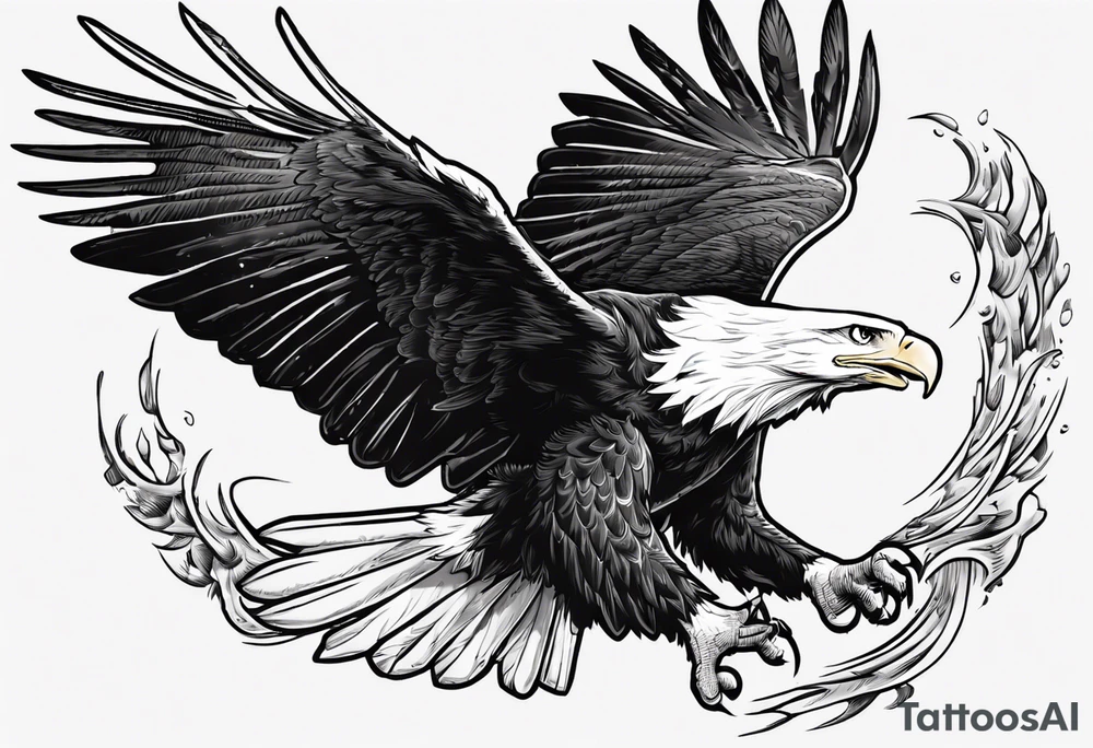 swooping bald eagle
, with the words "you shall prove yourself in the bitter end" along the top and on the bottom the words "but for now, brace yourself." tattoo idea