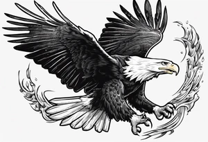 swooping bald eagle
, with the words "you shall prove yourself in the bitter end" along the top and on the bottom the words "but for now, brace yourself." tattoo idea