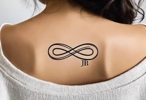 Just a plain Infinity symbol with a capital letter B in the center, a capital letter J in the left side, and a capital letter J in the right side tattoo idea
