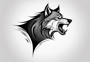 scary wolf head with dark smoke body running tattoo idea