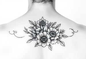 Name cover up but not flowers tattoo idea