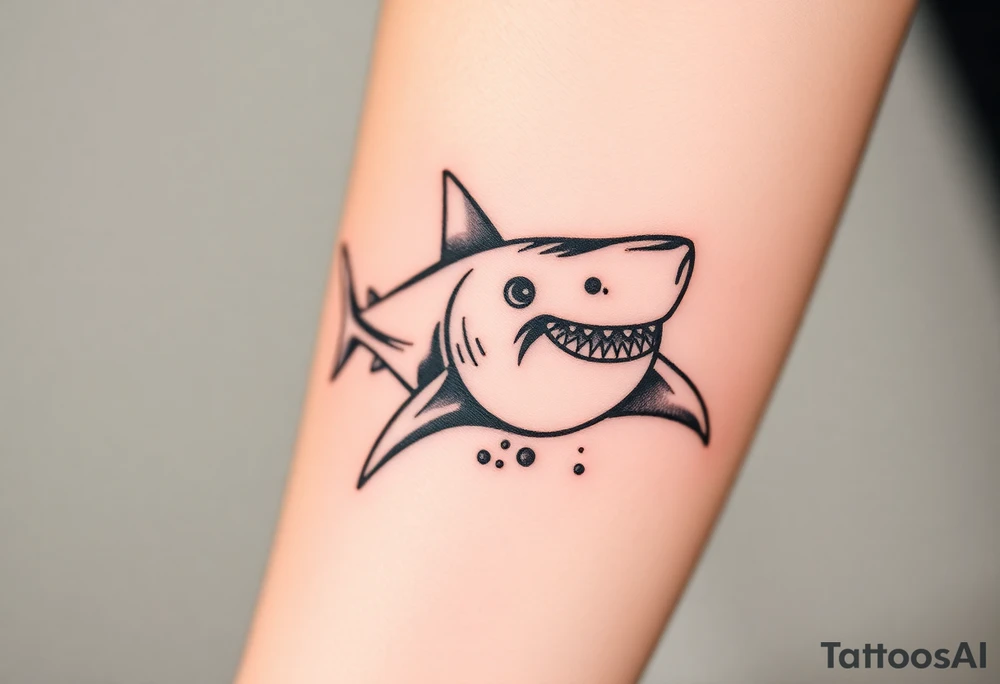 Masculine strong shark flowing forward in water tattoo idea