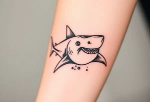 Masculine strong shark flowing forward in water tattoo idea