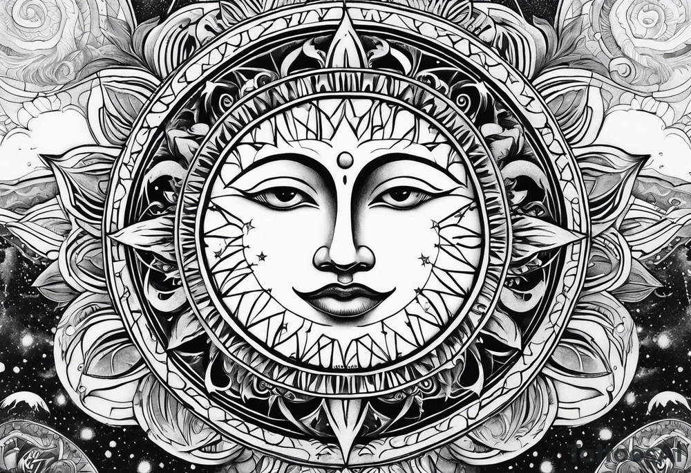 Sun and moon tattoo idea