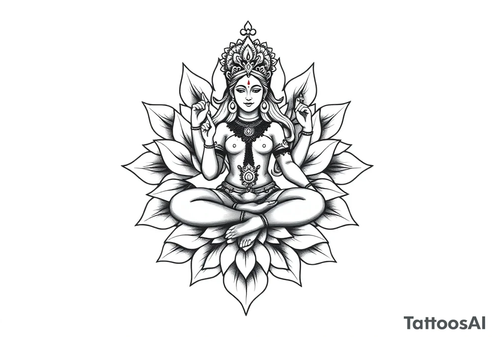 Goddess Parvati lotus mandala tattoo idea