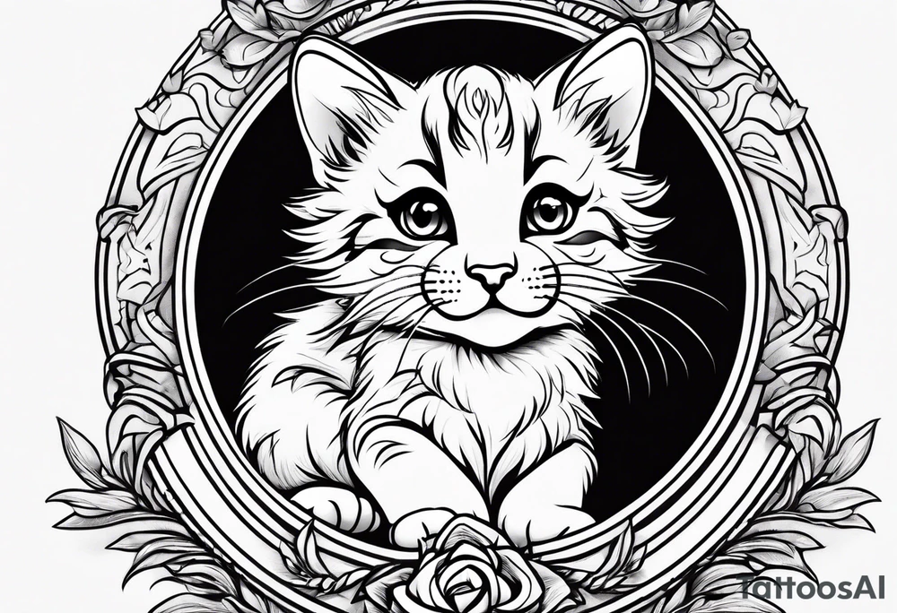 super cute wildcat cub blank background tattoo idea