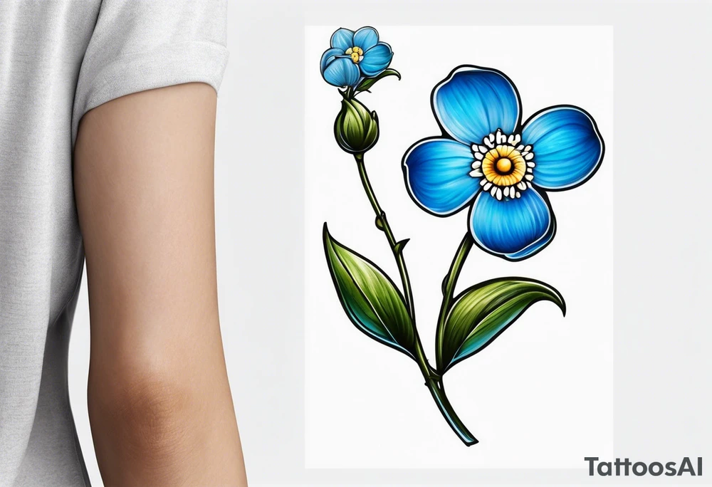 Small tattoo of a forget me knot flower, tattoo idea