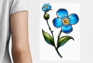 Small tattoo of a forget me knot flower, tattoo idea