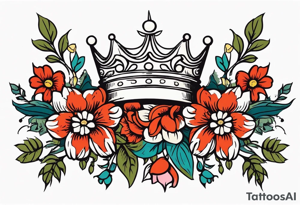 chrisitan
old school vintage simple traditional design 
vintage flowers surrounding crown


bold color simple tattoo idea