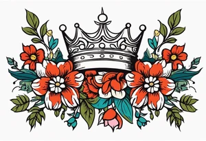 chrisitan
old school vintage simple traditional design 
vintage flowers surrounding crown


bold color simple tattoo idea