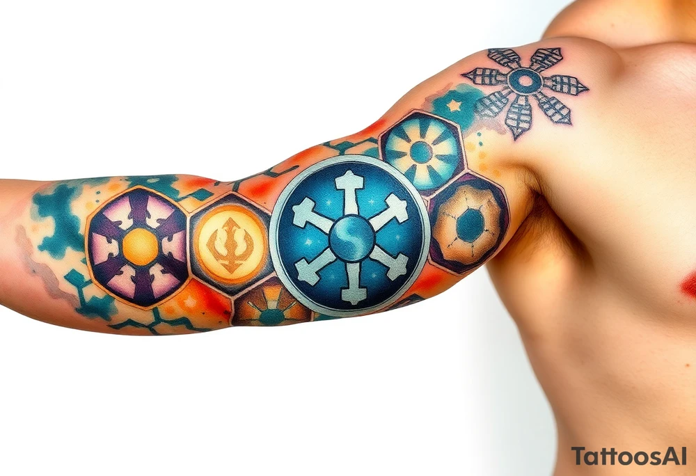 starwars symbols inside honey combs tattoo idea