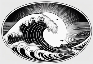 Sun and waves with a surf. tattoo idea