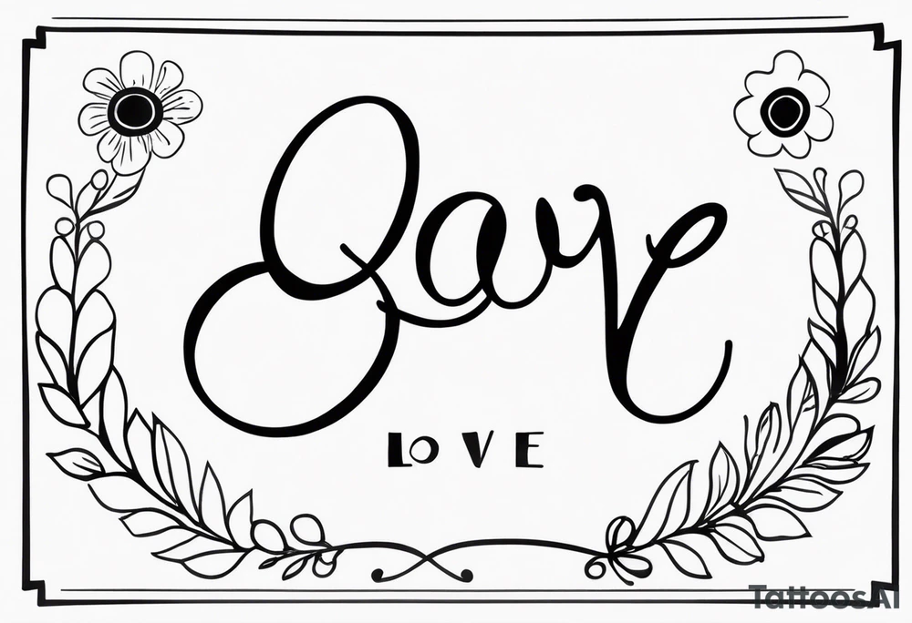 minimalist draw in cursive writing the word love with a halo over the o and make the O a paw print tattoo idea