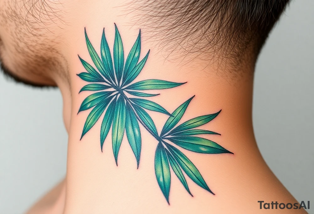 realistic large woven palm leaves tattoo idea