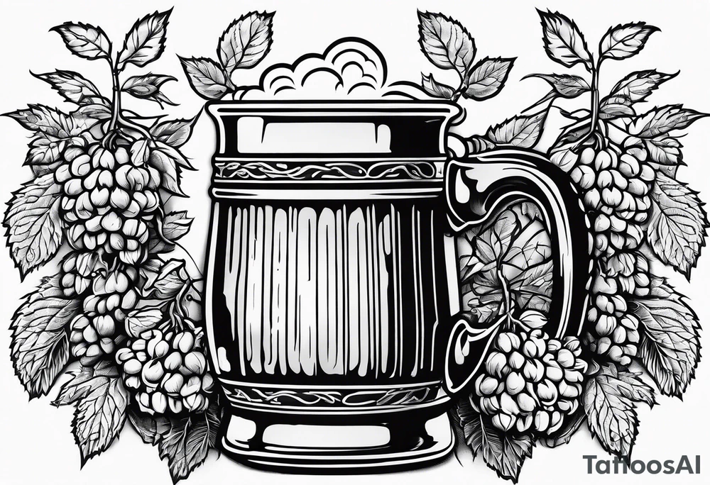 beer mug with hops tattoo idea
