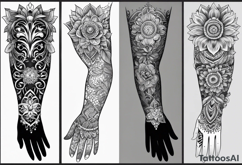 Elbow length lace glove tattoo idea